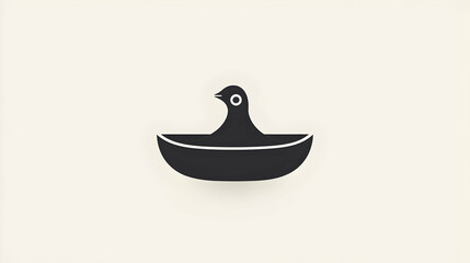 Bird in Boat Icon, Minimalist Design, Simple Background, Website Graphic