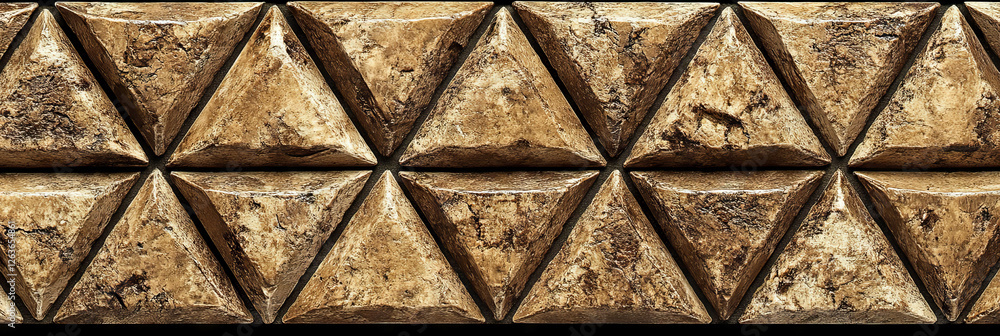 Poster interlocking triangle and hexagon pattern with warm brown tones and natural textures