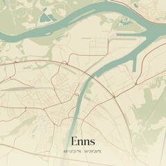 Obraz premium Vintage map of Enns, Austria.