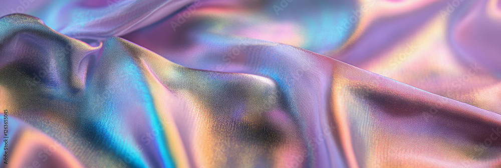 Poster iridescent fabric featuring shimmering threads in a textured surface for creative projects