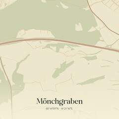 Vintage map of Mönchgraben, Austria.