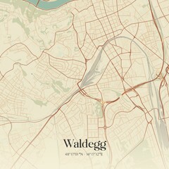 Vintage map of Waldegg, Austria.