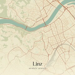 Obraz premium Vintage map of Linz, Austria.