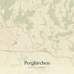 Vintage map of Pergkirchen, Austria.