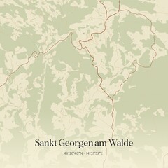 Vintage map of Sankt Georgen am Walde, Austria.