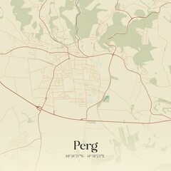 Fototapeta premium Vintage map of Perg, Austria.
