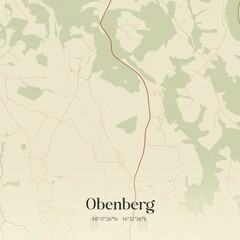 Vintage map of Obenberg, Austria.