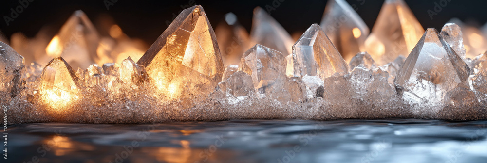 Poster isolated crystal flares exhibiting soft diffused light with a distinct halo effect