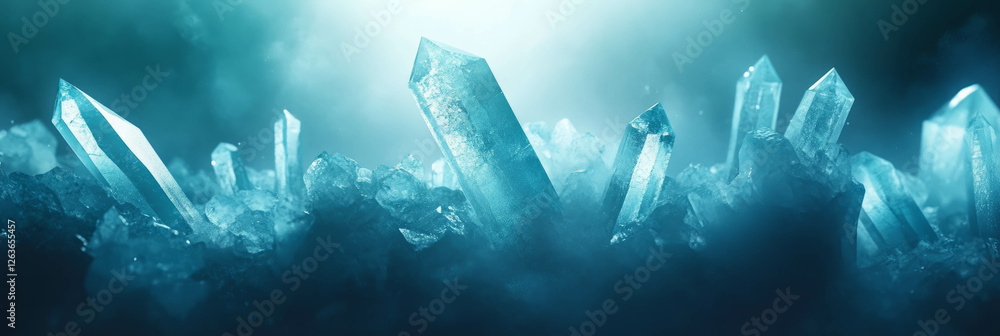 Poster isolated crystal flares with distinct halo effect and diffused light in a vibrant texture display
