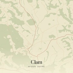 Vintage map of Clam, Austria.