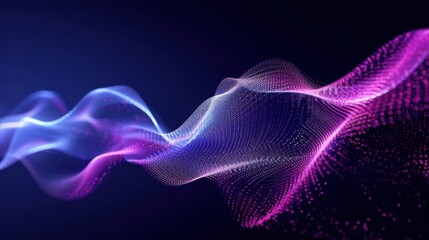 Fototapeta premium Flowing particle wave, abstract tech design, hi-tech big data background for business cards, banners, and brochures