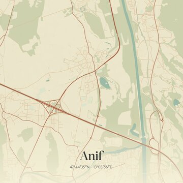 Vintage map of Anif, Austria.