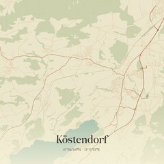 Fototapeta premium Vintage map of Köstendorf, Austria.