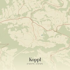 Vintage map of Koppl, Austria.