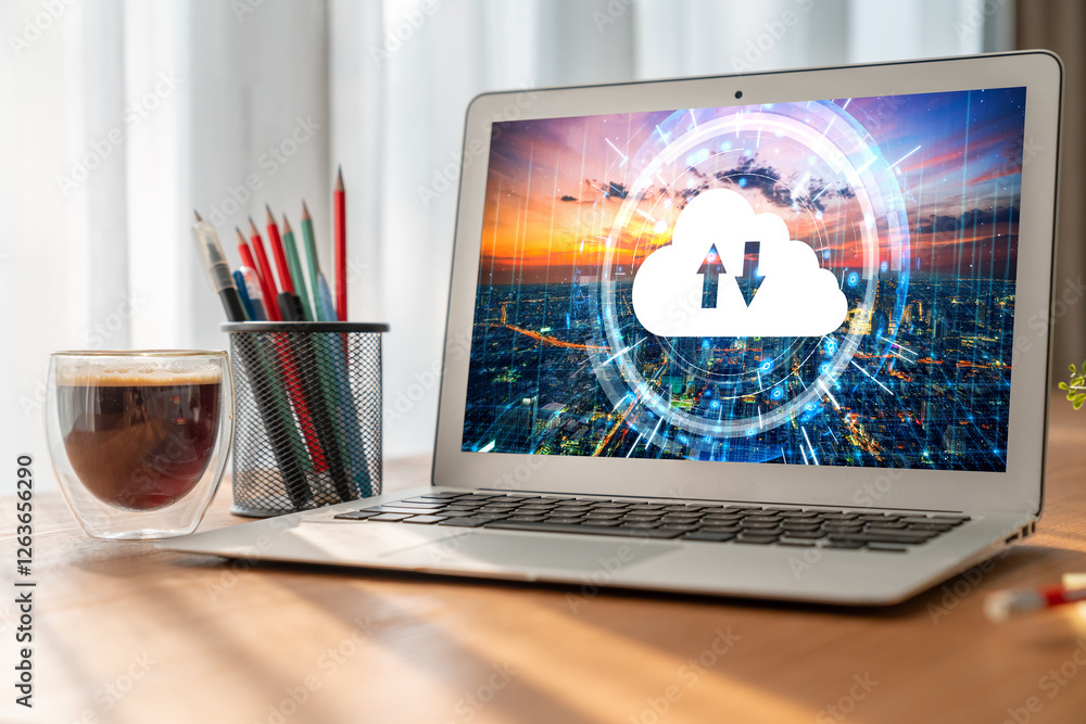 Poster cloud computing software for modish remote work and personal data storage