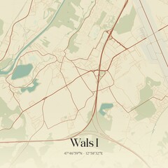 Vintage map of Wals I, Austria.