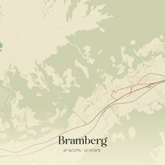 Fototapeta premium Vintage map of Bramberg, Austria.