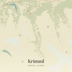 Vintage map of Krimml, Austria.