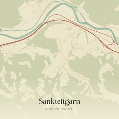 Vintage map of Sankteitgarn, Austria.