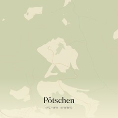 Vintage map of P&ouml;tschen, Austria.
