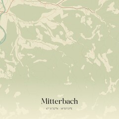 Vintage map of Mitterbach, Austria.