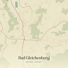 Vintage map of Bad Gleichenberg, Austria.