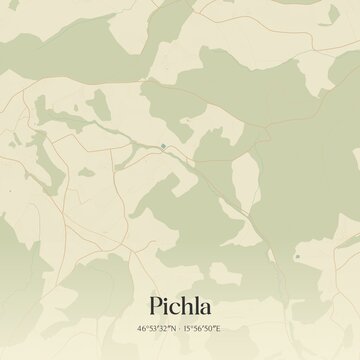 Vintage map of Pichla, Austria.