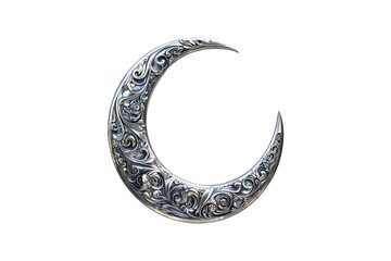 Ornate Silver Crescent Moon Exquisite Detailing Elegant Design