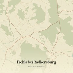 Fototapeta premium Vintage map of Pichla bei Radkersburg, Austria.