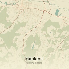 Vintage map of Mühldorf, Austria.