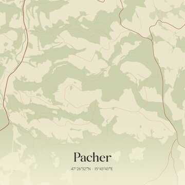 Vintage map of Pacher, Austria.