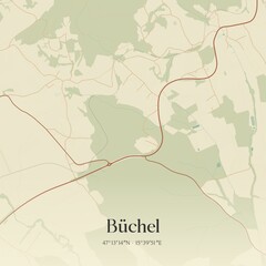Vintage map of Büchel, Austria.