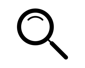 Bold black magnifying glass icon, perfect for websites, apps, and presentations.  Clean, simple design conveys search, discovery, and investigation.