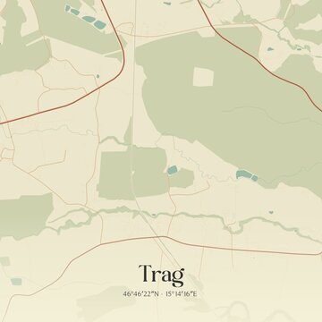 Vintage map of Trag, Austria.