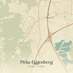 Vintage map of Pirka-Eggenberg, Austria.