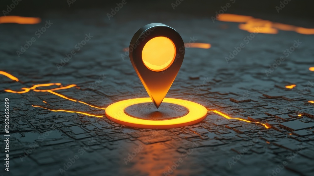 Poster 3d map travel location. locator mark of map and location pin or navigation icon sign on background w