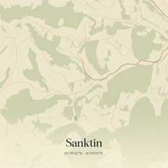 Vintage map of Sanktin, Austria.