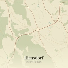 Vintage map of Hirnsdorf, Austria.