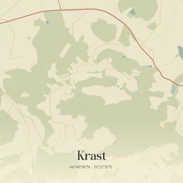 Vintage map of Krast, Austria.