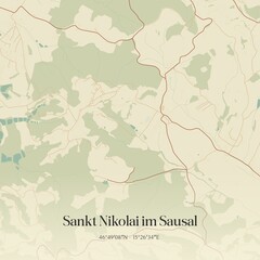 Vintage map of Sankt Nikolai im Sausal, Austria.