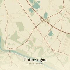 Vintage map of Untervogau, Austria.