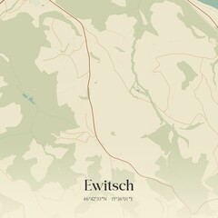 Vintage map of Ewitsch, Austria.