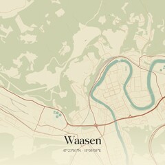 Vintage Map Waasen Austria