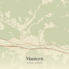 Vintage map of Mautern, Austria.