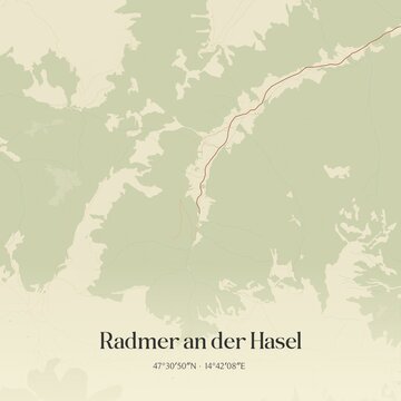 Vintage map of Radmer an der Hasel, Austria.