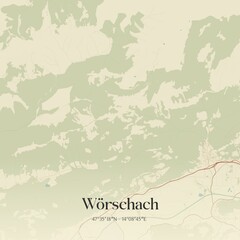 Vintage map of Wörschach, Austria.
