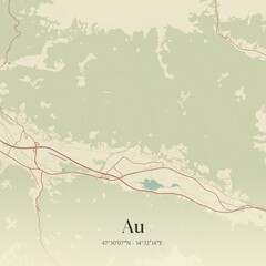 Fototapeta premium Vintage map of Au, Austria.
