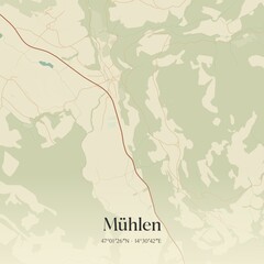 Obraz premium Vintage map of Mühlen, Austria.