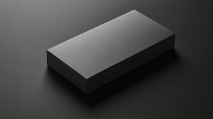 Elegant grey packaging box on matte black background showcasing modern design