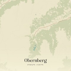 Vintage map of Obernberg, Austria.
